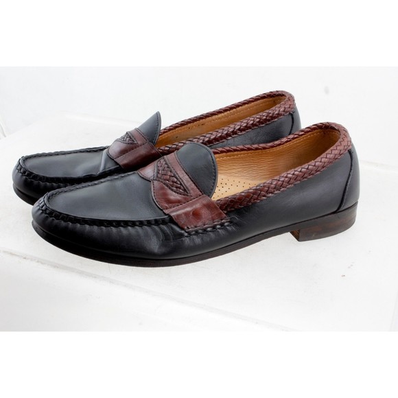 Allen Edmonds Newcastle Men\'s Black W/Brown Leather Slip On Loafers Size 11.5 B main image 7